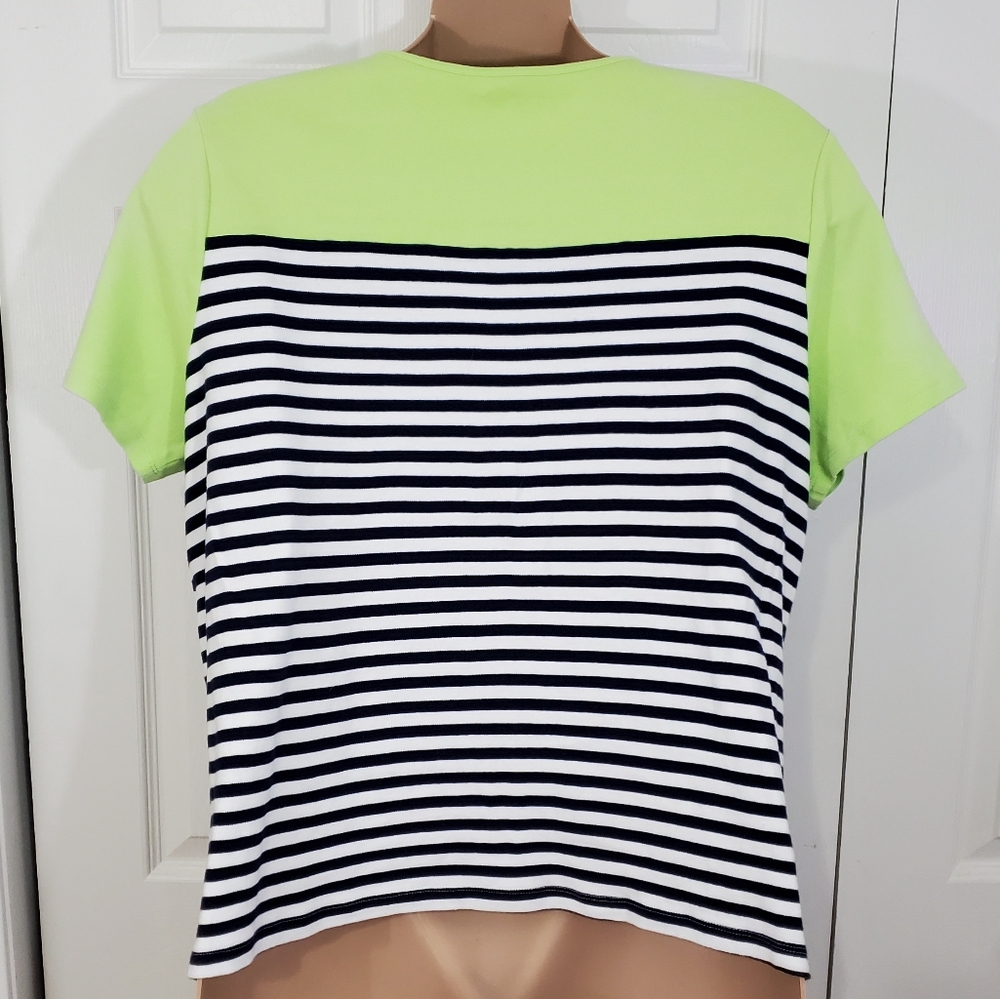 Kim Rogers Curvy Women's  Short Sleeve 100% Cotton Stripe Lighthouse Top Size 2X - Picture 5 of 9
